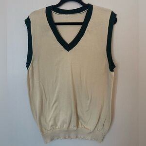 Cream Sleeveless V-Neck Sweater Vest Oversized